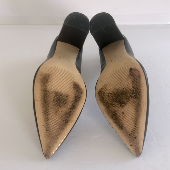 MARC FISHER $150 Women's Black LEATHER Chunky Block Heels Pumps Shoes Size 6 - Picture 8 of 8